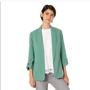 Kensie NWT Stretch Crepe Blazer Jacket w/ Roll Tab Sleeve Detail XS Green